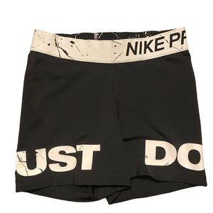 Nike Pro "Just Do It" Woman's Small Black/White Athletic Shorts Great Condition